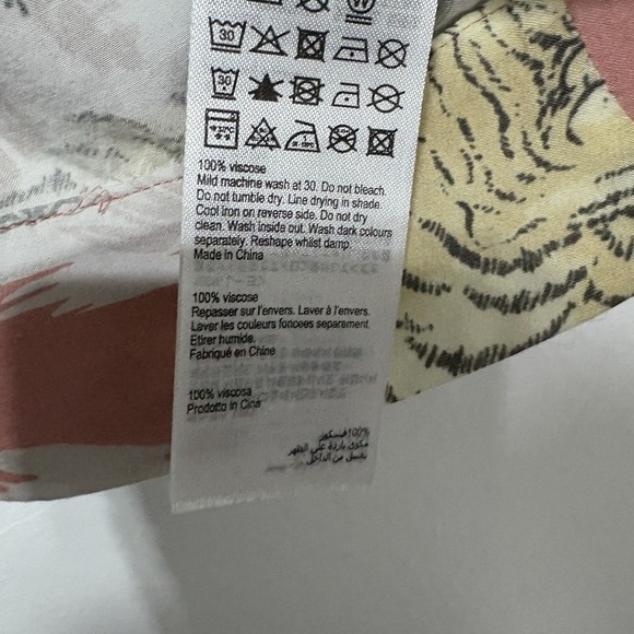 AllSaints Blouse Womens L Pink Leni Borneo Tie Front Tropical Tiger Short Sleeve - Picture 10 of 10